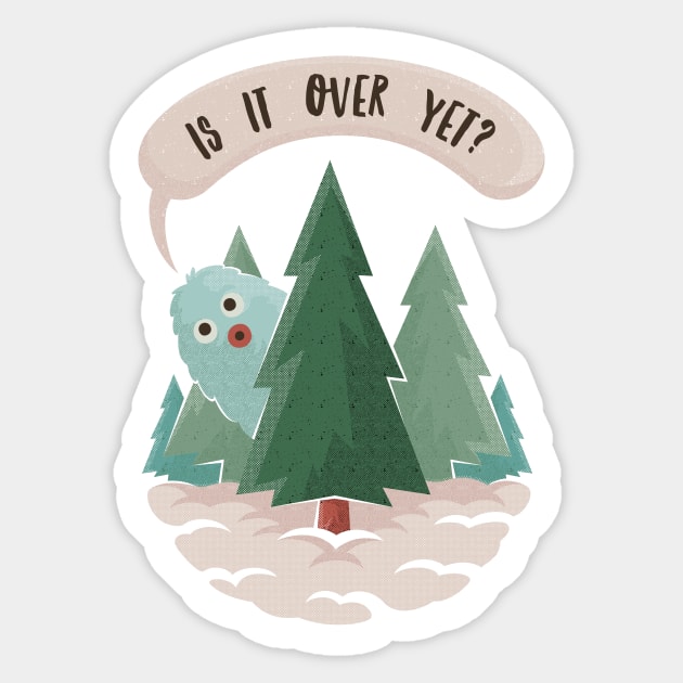 Is It Over Yet? Christmas Yeti Sticker by dumbshirts